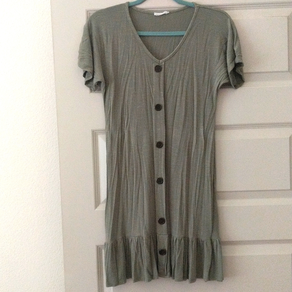 Olive Green Mini Dress, Medium